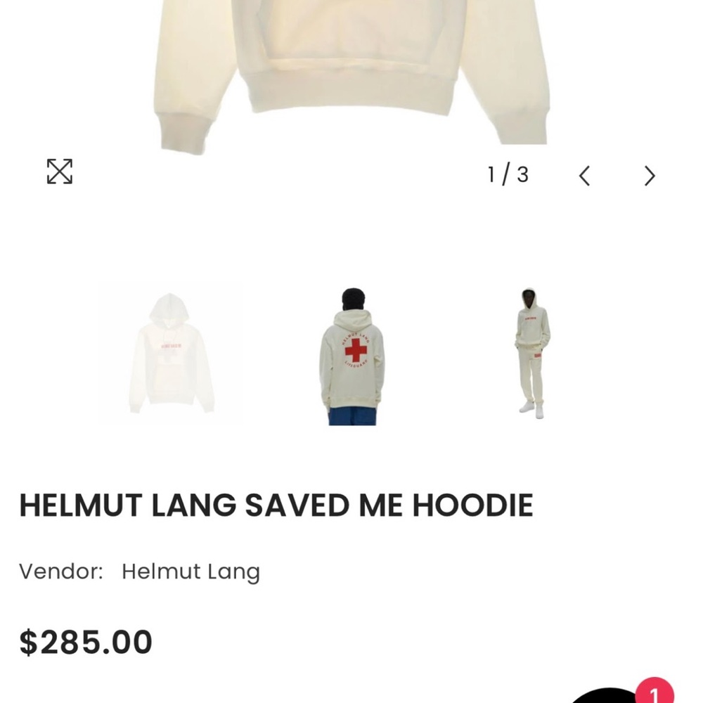 Helmut Lang White Hoodie with Red Print